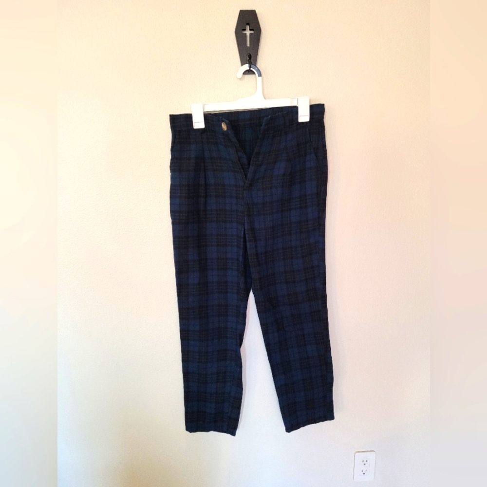 Punk Style Blue/Black Checkerboard Pants Size M